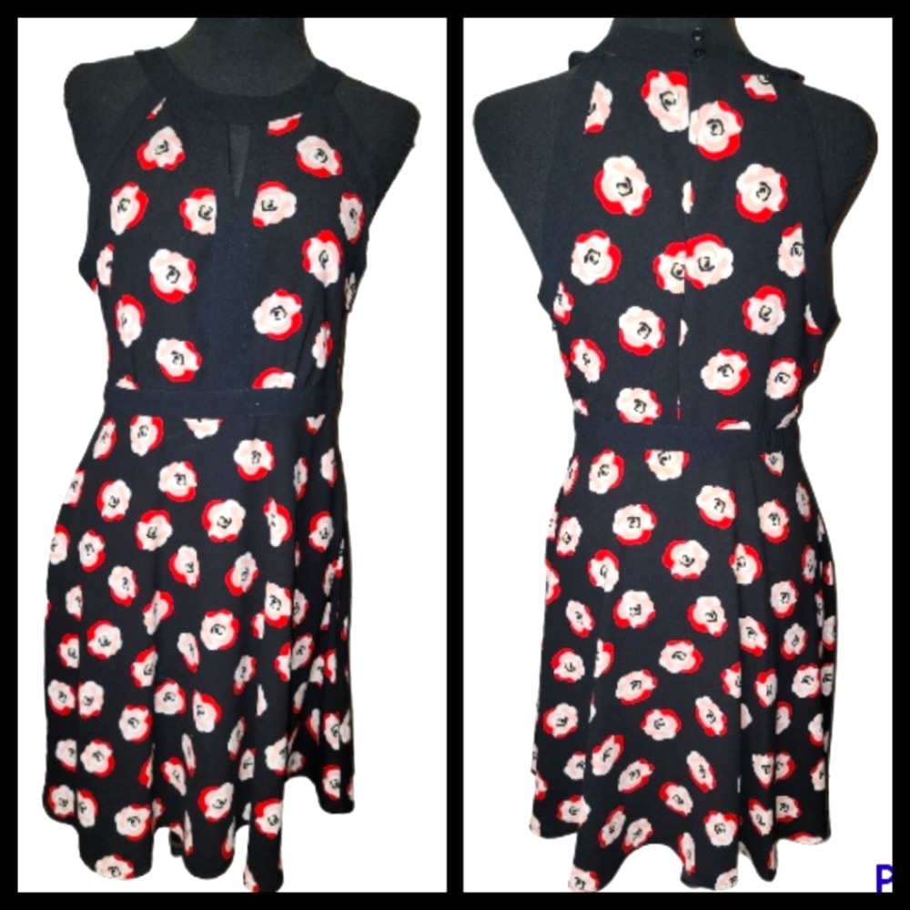 Black Midi Dress with Flowers